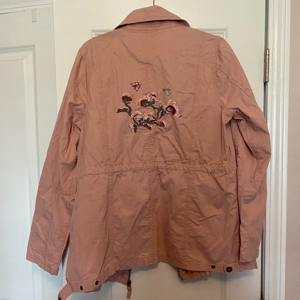 Ashley By 26 International Pink Embroidered Utility Jacket Women's Size XL